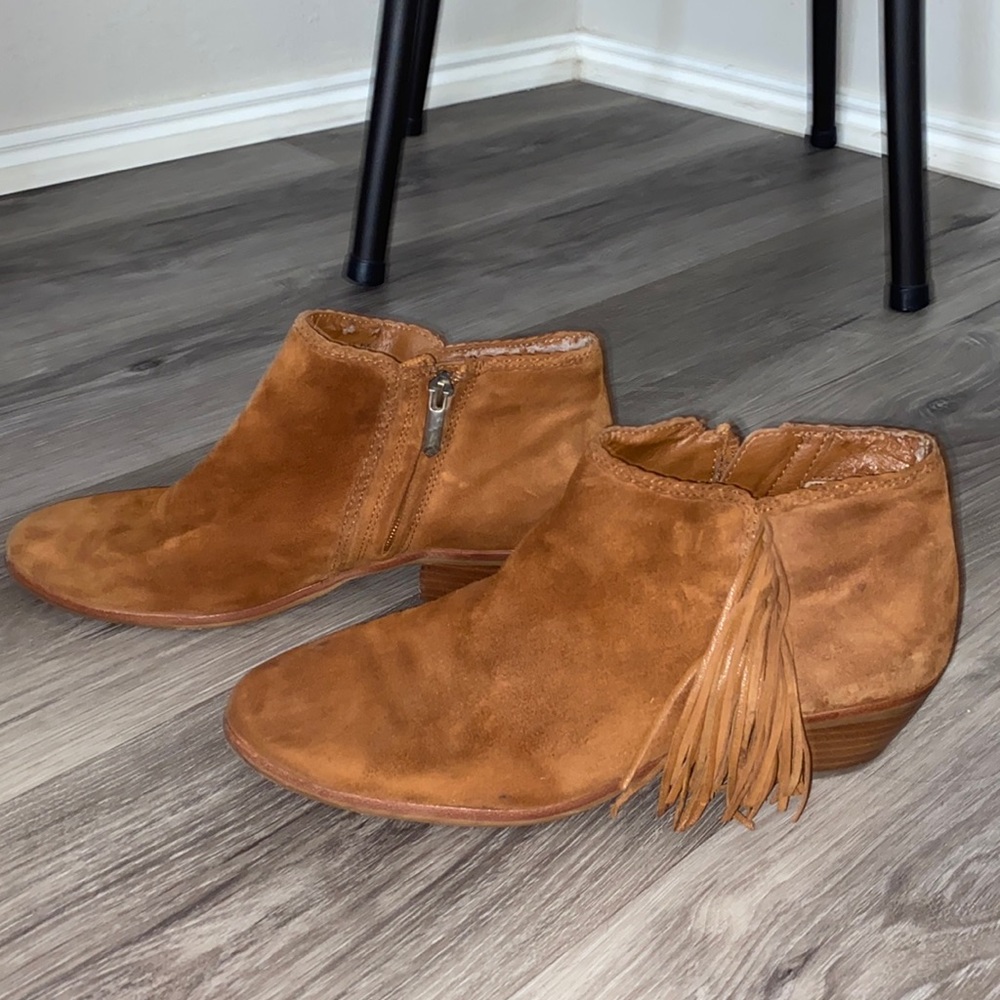 Burnt orange suede booties